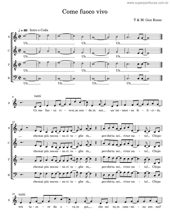 Partitura da música Santo v.110