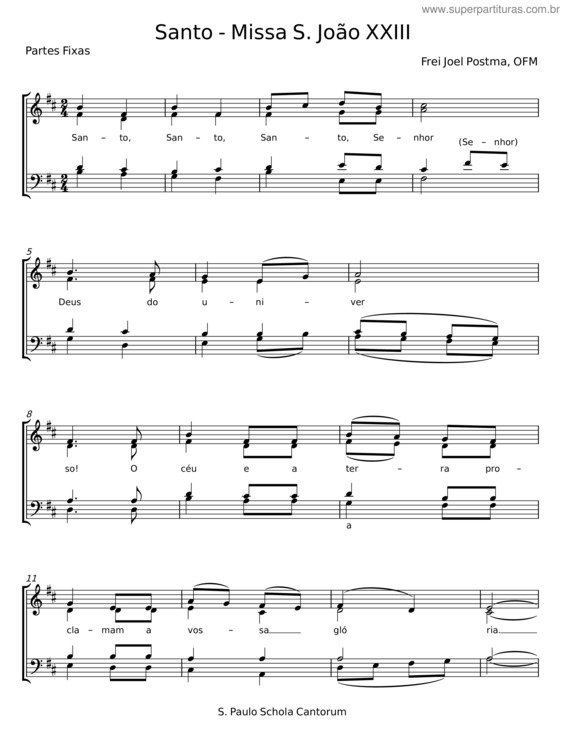 Partitura da música Santo v.111
