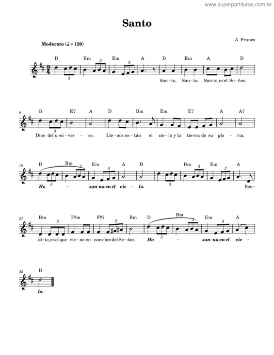 Partitura da música Santo v.112
