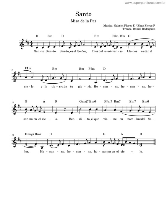 Partitura da música Santo v.16