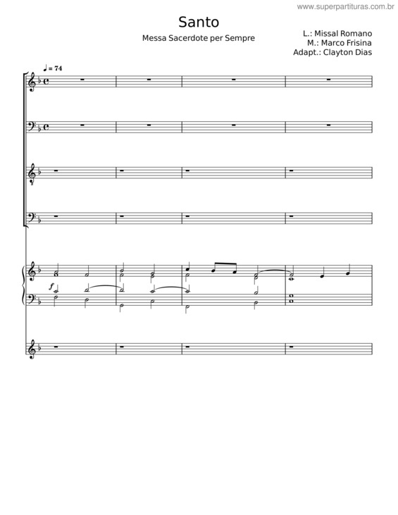 Partitura da música Santo v.17