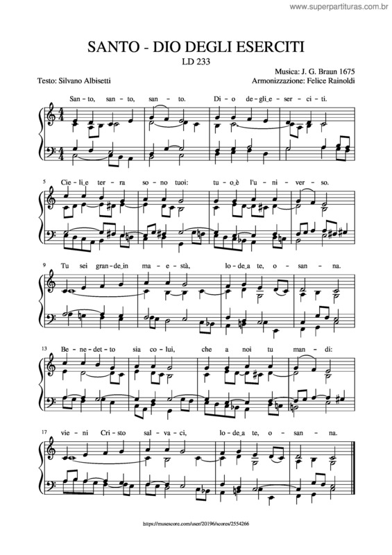 Partitura da música Santo v.19
