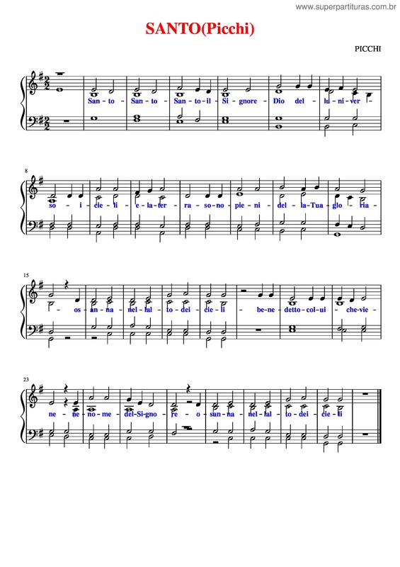 Partitura da música Santo v.21