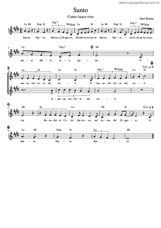 Partitura da música Santo v.22