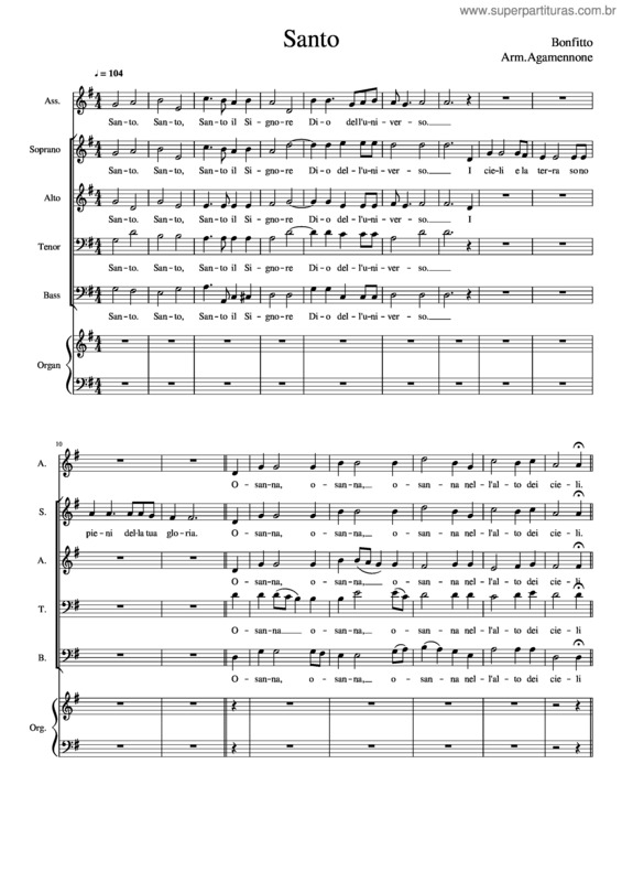 Partitura da música Santo v.23