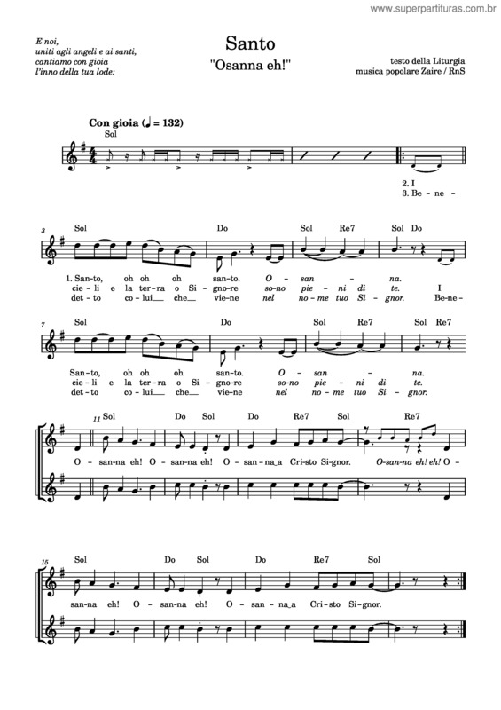 Partitura da música Santo v.24