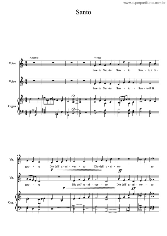 Partitura da música Santo v.26