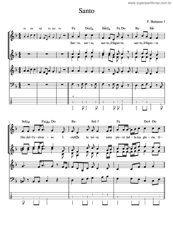 Partitura da música Santo v.27