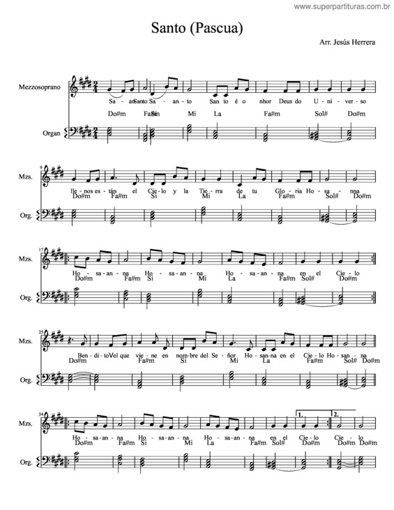 Partitura da música Santo v.28