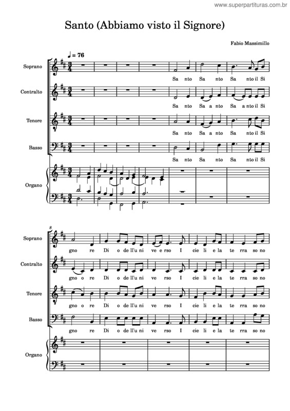 Partitura da música Santo v.30