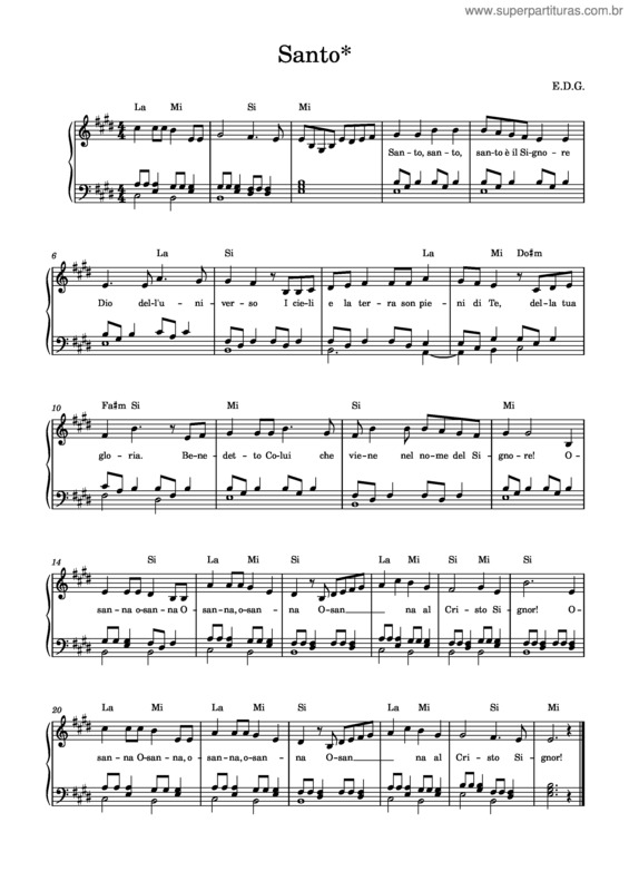 Partitura da música Santo v.31