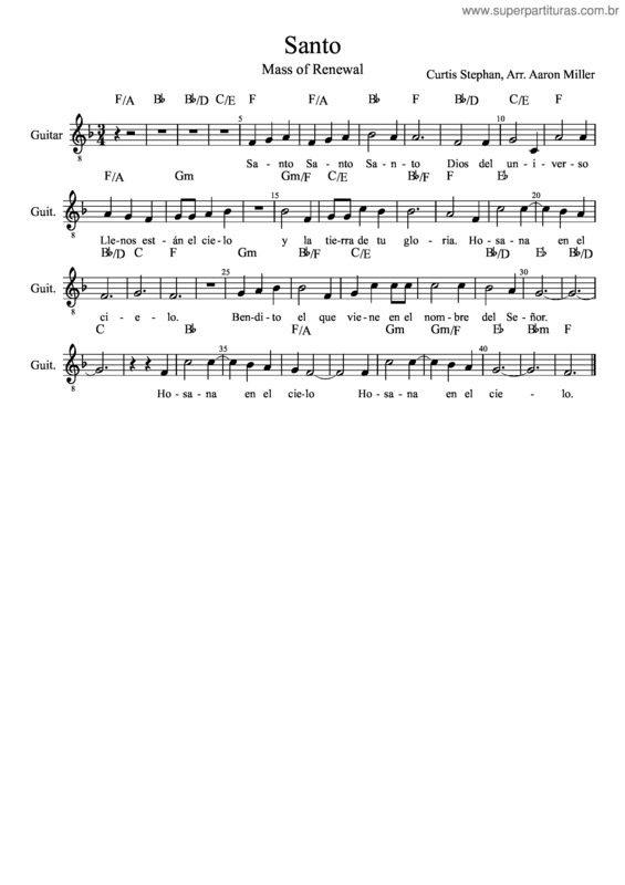 Partitura da música Santo v.33