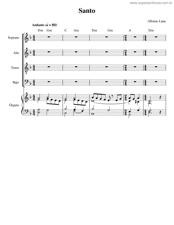 Partitura da música Santo v.36