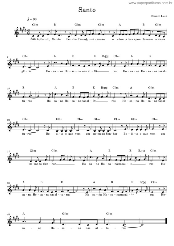 Partitura da música Santo v.38
