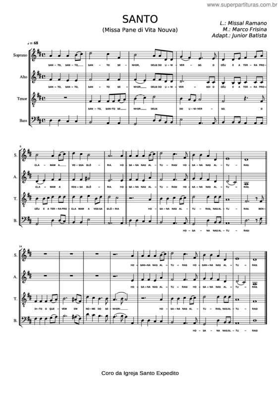 Partitura da música Santo v.42
