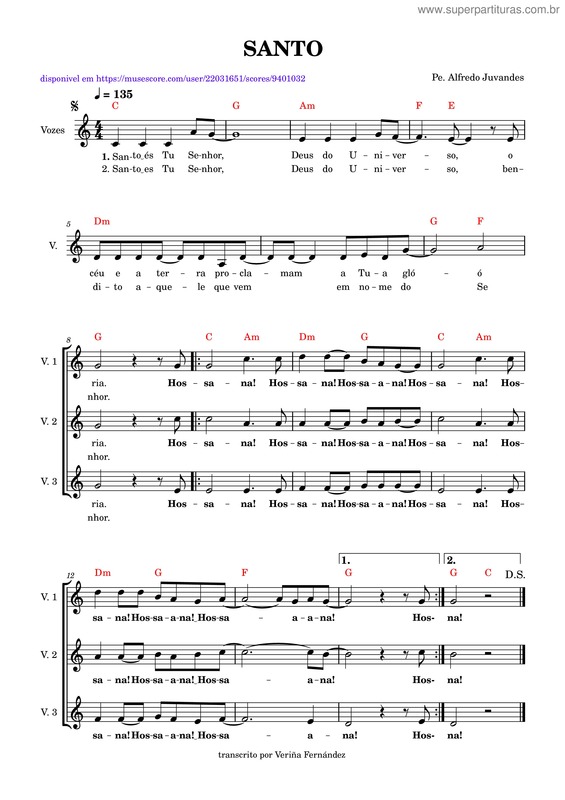 Partitura da música Santo v.43