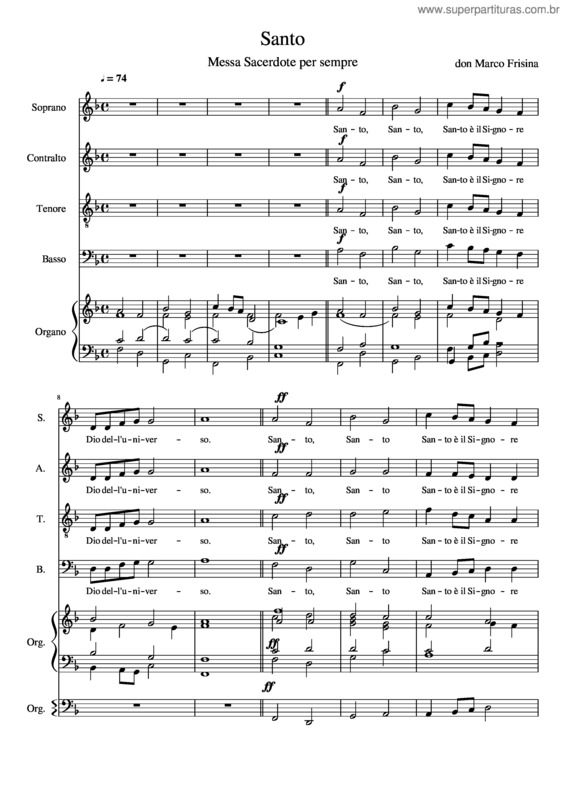Partitura da música Santo v.44