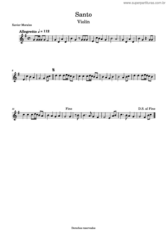 Partitura da música Santo v.45
