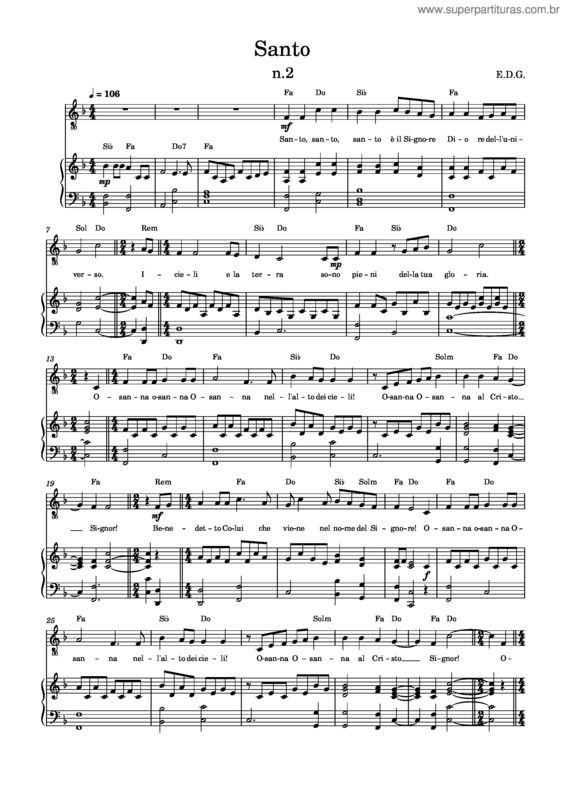 Partitura da música Santo v.47