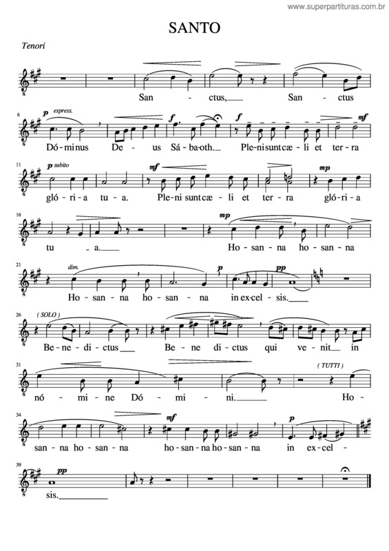 Partitura da música Santo v.49