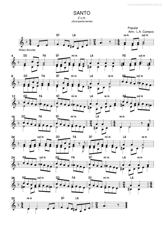 Partitura da música Santo v.5