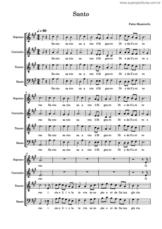 Partitura da música Santo v.51
