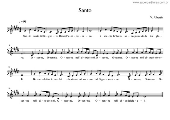 Partitura da música Santo v.52