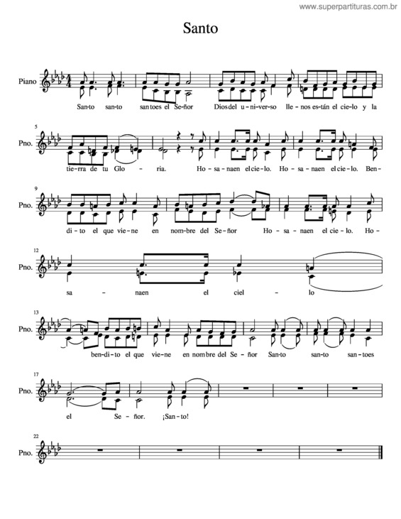 Partitura da música Santo v.53