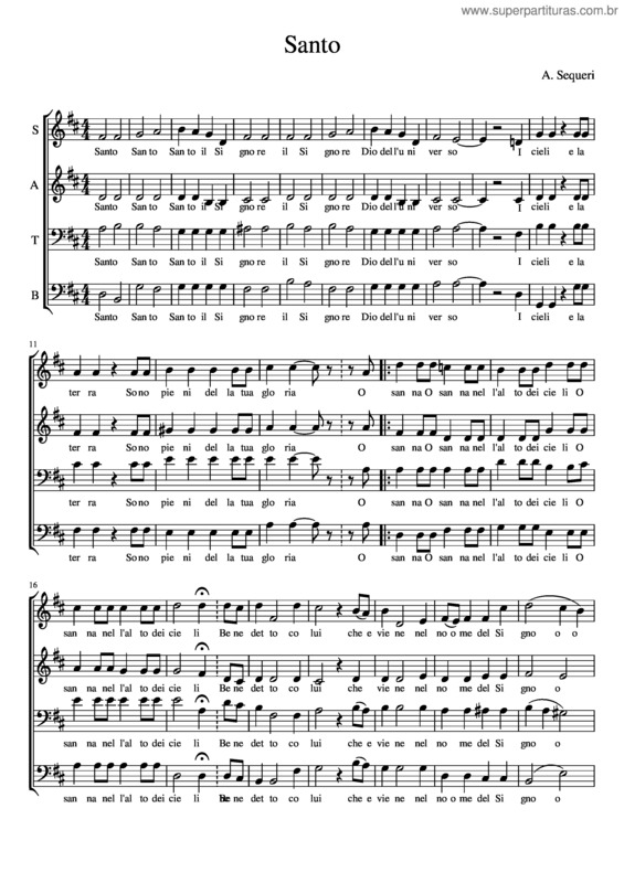 Partitura da música Santo v.54