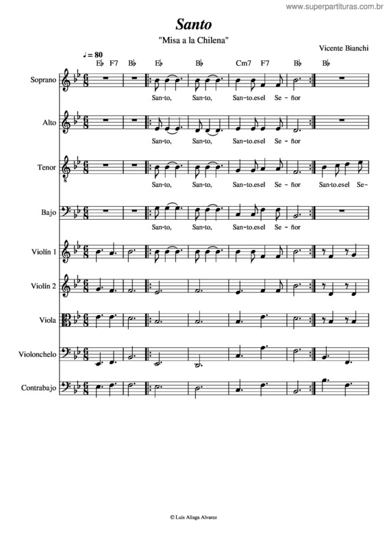 Partitura da música Santo v.56