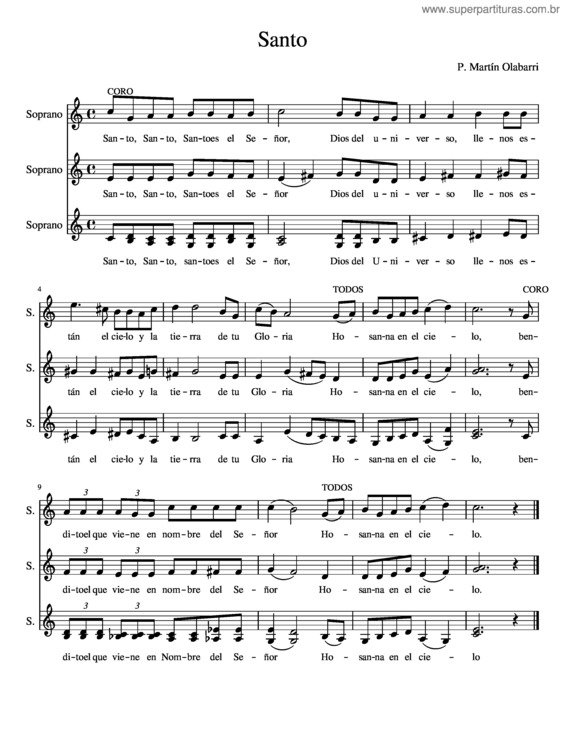 Partitura da música Santo v.58