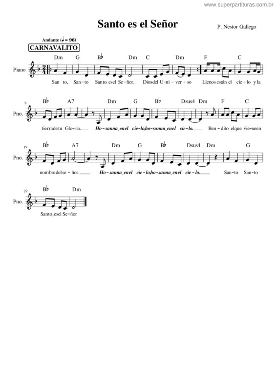 Partitura da música Santo v.59