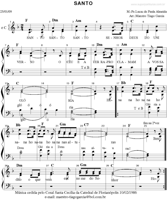 Partitura da música Santo v.6