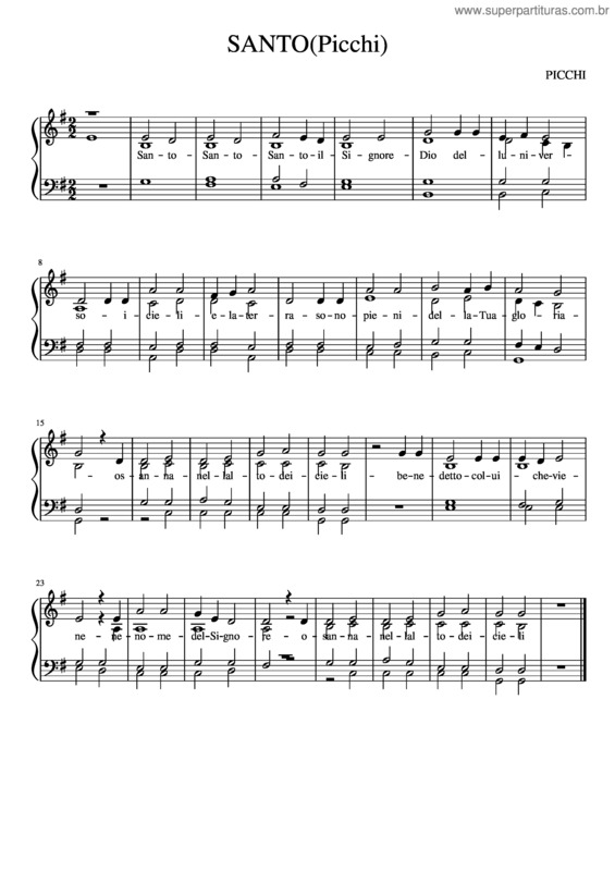 Partitura da música Santo v.65