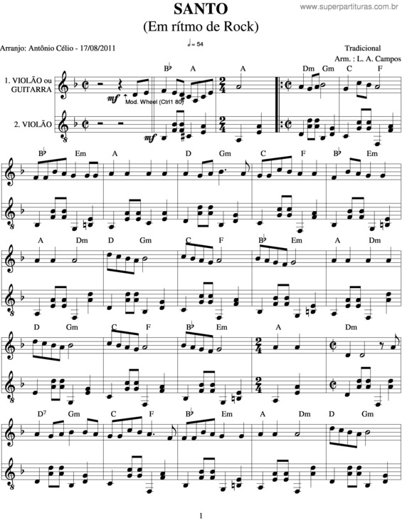 Partitura da música Santo v.7