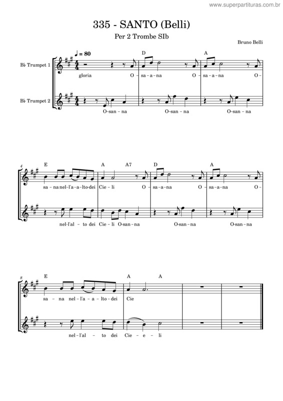 Partitura da música Santo v.70