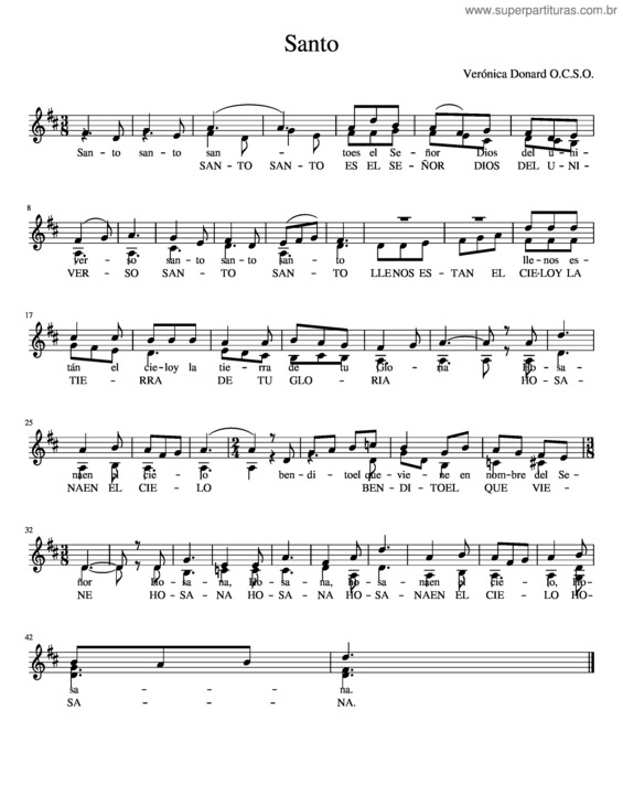 Partitura da música Santo v.76