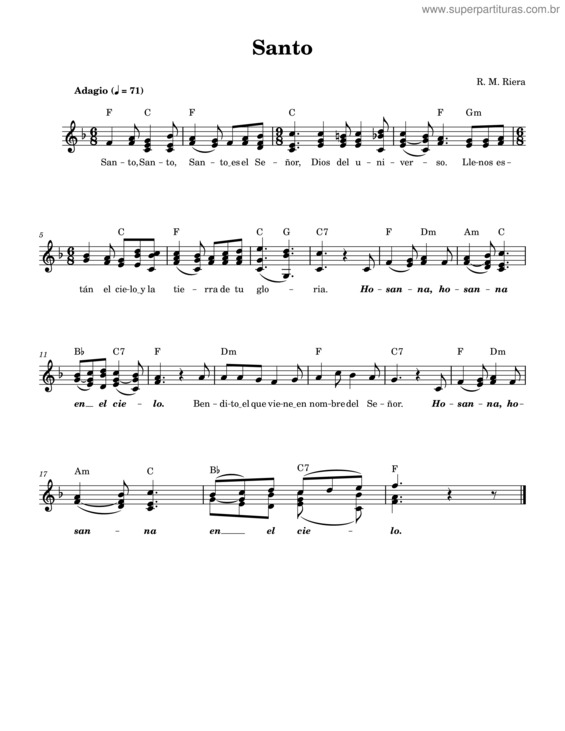 Partitura da música Santo v.82