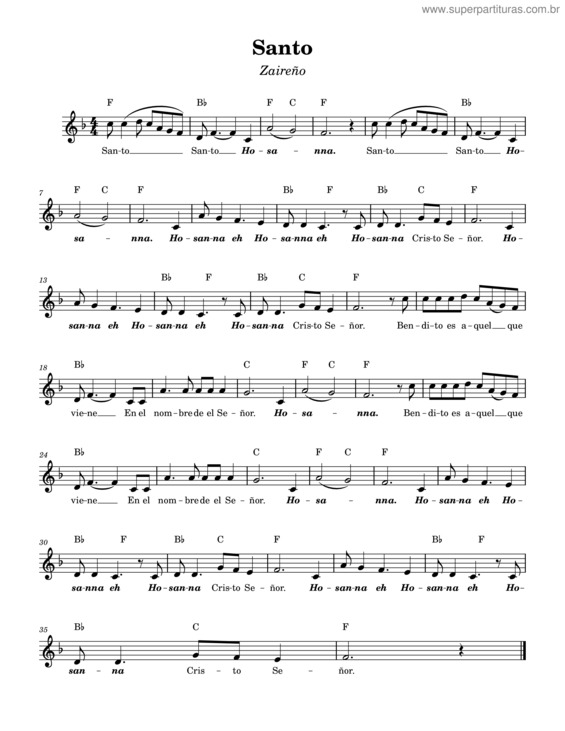 Partitura da música Santo v.83