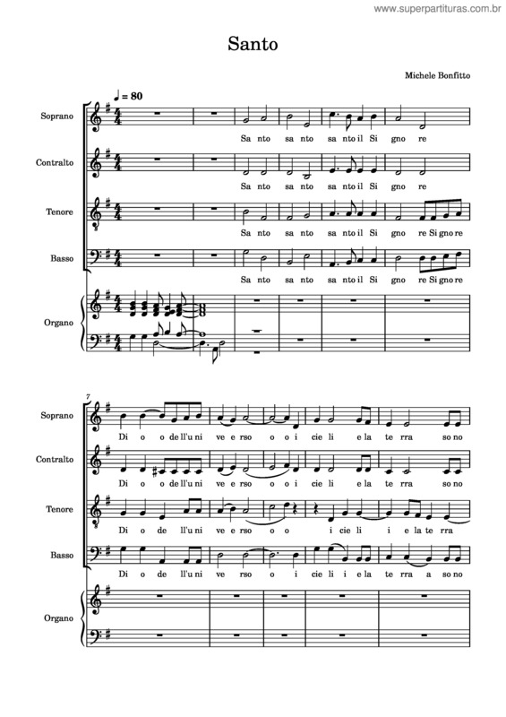 Partitura da música Santo v.84