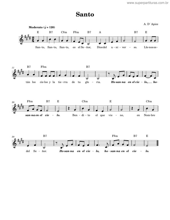 Partitura da música Santo v.88