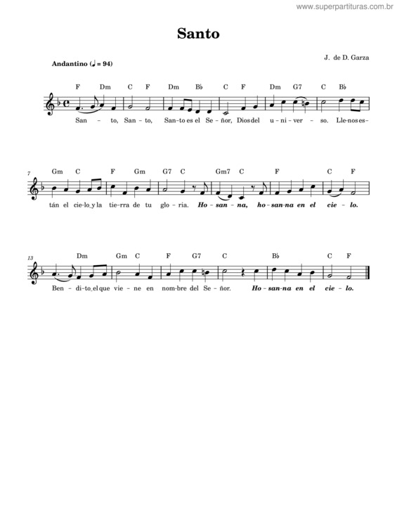 Partitura da música Santo v.94