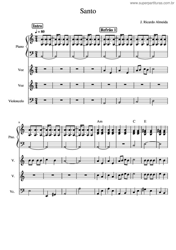 Partitura da música Santo v.95
