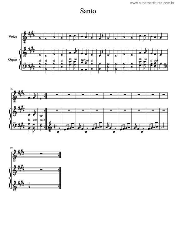 Partitura da música Santo v.96