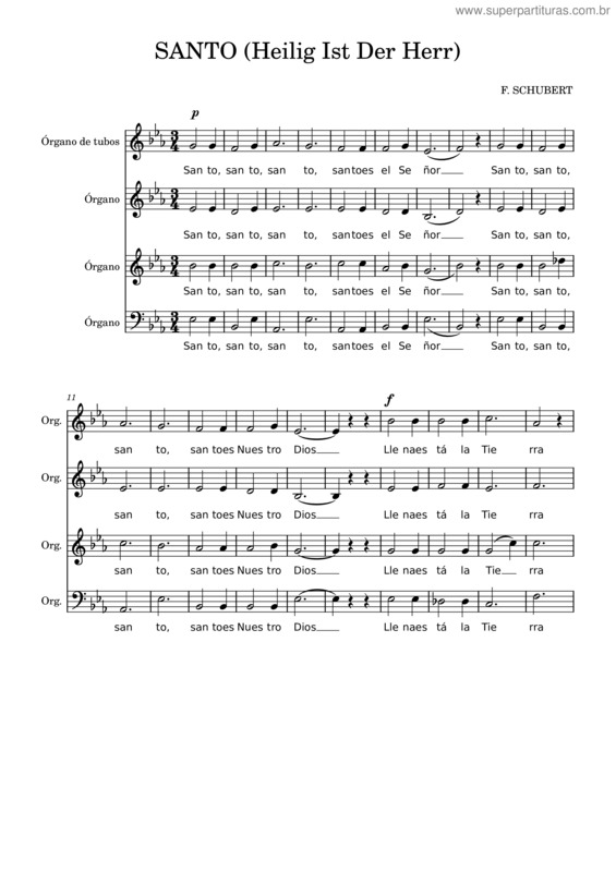 Partitura da música Santo v.99