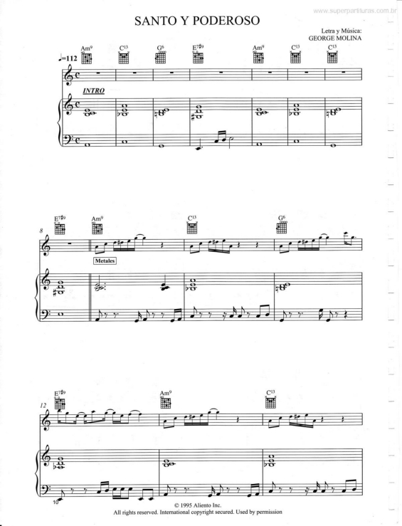 Partitura da música Santo y Poderoso