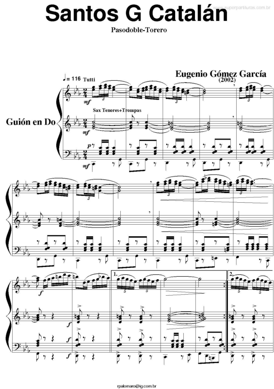 Partitura da música Santos G Catalán