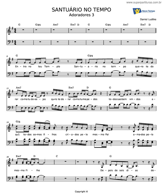 Partitura da música Santuário No Tempo – Adoradores 3