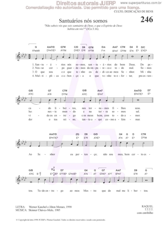 Partitura da música Santuários Nós Somos - 246 HCC