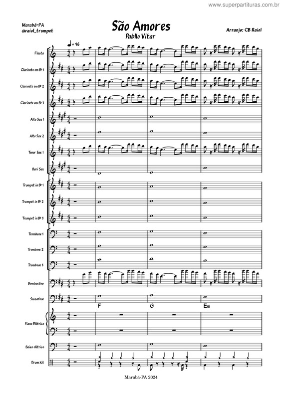 Partitura da música São Amores
